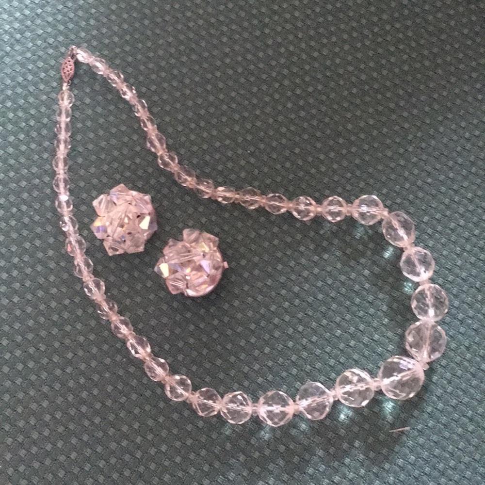 Vintage crystal necklace and earrings